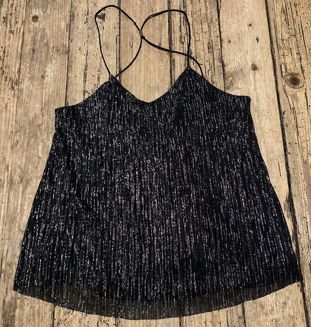 EXPRESS Women’s Size S Black Shimmering Gold Spaghetti Strap Tank Top